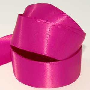 Double Faced Satin Ribbon. 7mm, 10mm, 15mm & 25mm. 58 Colours. 1m Cut Length (25mm, Beauty Fuchsia Col480)