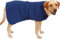 Betz Hundehandtuch extra saugfähig & schnelltrocknend Haustierhandtuch mit Klettverschluss 100% Baumwolle Hunde Bademantel Farbe Blau Größe M