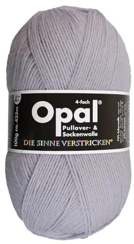 Frida's Wollhaus Opal 100 g Uni 4-fach Sockengarn Strümpfe Stricken filzfrei Wolle 35 Farben (9937 | Silber)