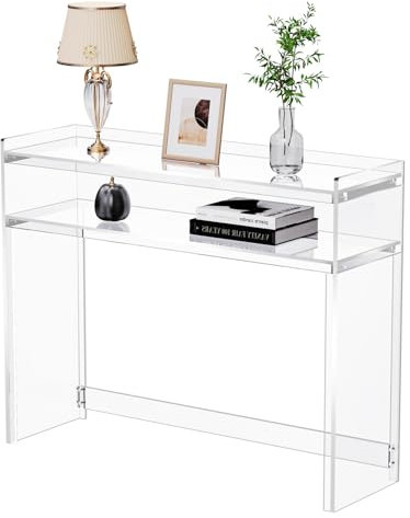 solaround Table Console en Acrylique, Table Entrée, Bureau, Bout de Canapé, pour Couloir, Entrée, Salon, 100 x 30 x 80 cm (Transparente)