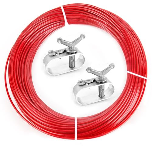 bssmmai Lot de 2 tendeurs de câble métallique avec câble en acier gainé - Câble de serrage pour piscine d'hiver - Câble de serrage pour bâche de piscine - Diamètre : 2 mm - Longueur : 30 m