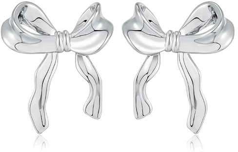 Aucuu Bogenschützenohrringe - Gold/Silber 18K, Damenschmuck, Bogen Ohrstecker mit Schleife