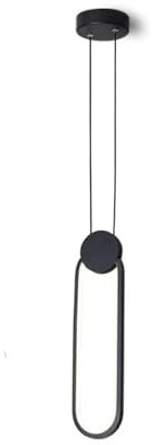 NICRX 12 W schwarze dimmbare LED-Hänge- und Pendelleuchte, dimmbare Hänge- und Pendelleuchte für Wohnzimmer, Esszimmer, Nachttisch (Oval)