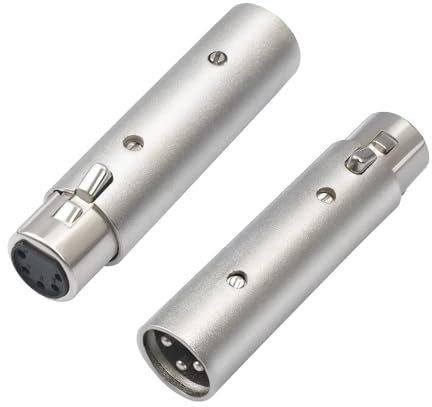 HUALUE XLR Male to Female Audio DMX Adapter, 5Pin Female to 3Pin Male Audio Connector for Microphone DMX-2Pack