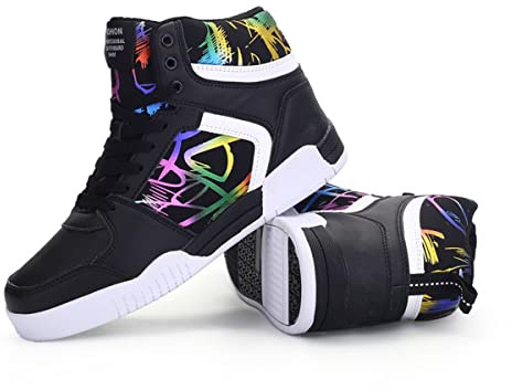 Women's Trendy High Top Skate Sneakers (Black, Adult, Women, 10, Numeric, US Footwear Size System, Medium)