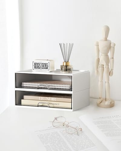 SOSINYA Schreibtisch Organizer mit Schubladen - Ablage für Tisch oder Büro - leicht zu reinigen (B) - 15.5x20.8x14.3cm