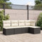 Homgoday Gartenmöbel-Set 5-teilig mit Kissen aus schwarzem Polyrattan, für den Außenbereich, Gartenmöbel-Set, Loungeset für den Garten, Outdoor-Sofas Type3217516