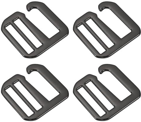 QUARKZMAN 4Pcs 26mm/1.02 Hebillas de Metal en Forma de G Ajustables Deslizadores Planos Tri-Glide para Correas de Mochila, Gris Oscuro