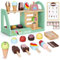 RILSO Gifts for Girls Boys,Wooden Ice Cream Set,Play Food Sets for Children Kitchen,Ice Cream Toys for Kids Kitchen Accessories Girl Gifts,Role Play Toy