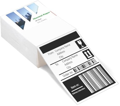 Versandetiketten Versandaufkleber Selbstklebend 4×6 Wasserfester Etiketten Papier Thermal Label Roll für Versandetiketten Dhl, Dpd, Fedex, Gls, Hermes, Ups,Amazonas 500 Stück