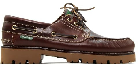 Snipe - Zapato Mocasín de Piel con Cordones y Suela de Goma,tacón bajo,Suela de Tacos, para: Hombre Color: Marron Talla:46