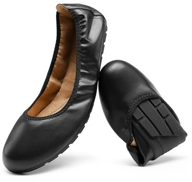 DREAM PAIRS Women’s Fold Up Shoes, Ballet Flats, Foldable Round Toe Dressy Comfortable Slip On Dress Shoes and Party Shoes,Size 9,Black,DWUMFA2501