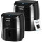 Aigostar Freidora de aire 4L, 8 programas Air Fryer 1500W, Temporizador de 60 minutos, pantalla LED táctil, precalentamiento rápido, Recordatorio de agitación, Libre BPA, 2 Piezas