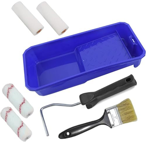 Barlone Farbroller Wandfarbe, Farbroller Klein Set, Lackrolle, Lackrollen für Lacke, Malerset mit Rahmen, Lackierrolle und Farbwanne, Farbroller Set für Möbel Malerei und Renovierung