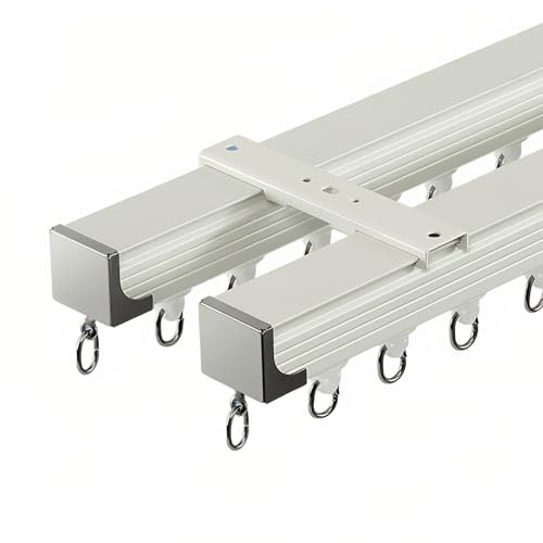 JXNVHJ 70cm- 600cm Gardinenschiene 2-Läufig, Vorhangschienen-System, Gardinenstange Deckenmontage, Deckenschiene Für Vorhänge Fenster Balkon Büros(11.8FT/360CM)