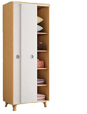 Nordic Simple Schwebetürenschrank für kleine Wohnungen, natürliche Farbe, 190 x 50 x 80 cm, stilvoller Kinderschrank, platzsparende Aufbewahrungslösung