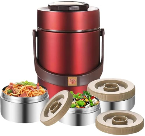 67oz Vacuum Insulated Lunch Food Container for Hot Food, 3 Tier Stackable