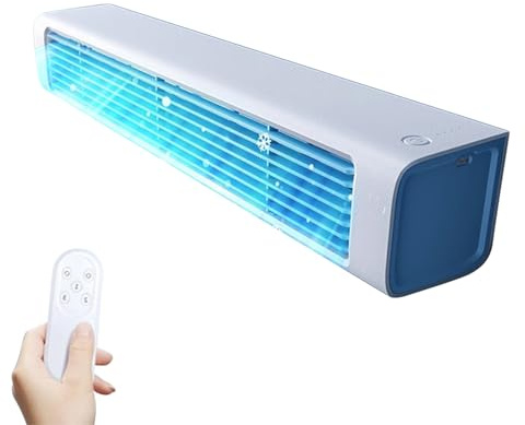 Wall Mounted Mini Air Conditioner Ice Fan Blow Cold USB Small Portable Conditioners Silent Bladeless 3 Wind Speed Cool Mist &Timer Remote Control Evaporative Air Cooler for Bedroom/Home/Office