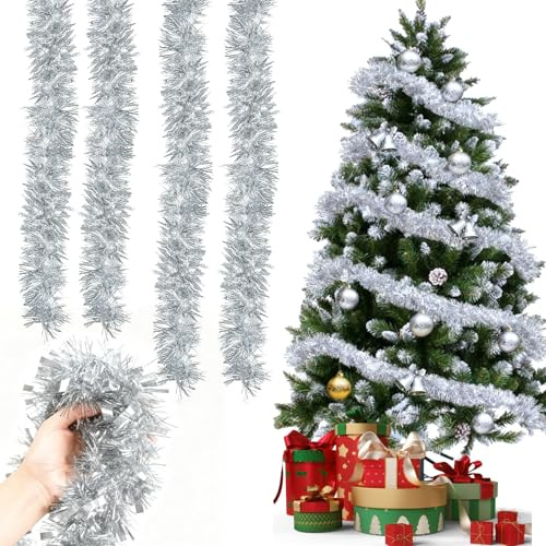 Ghirlanda Natalizia per Porta e Scale, 4 * 3M G-hirlanda Albero di N-atale, Festoni Natalizi, Ghirlande Natalizie Lunghe per Camino, Ghirlanda Albero di Natale