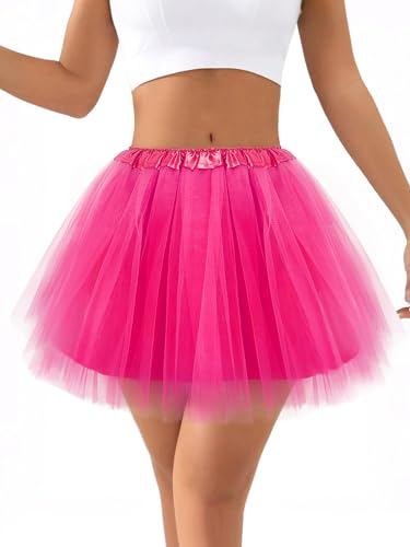 CHONGQILAO Jupe en Tulle Femme, Rétro Jupe Tulle Ballet Tutu Danse Classique, Jupes Tutu Rétro Années 80, Taille Élastique Jupette