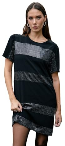 Freeman T. Porter Ritchie Stripe - Pailletten-Kleid - Midikleid - Shirtkleid - XL