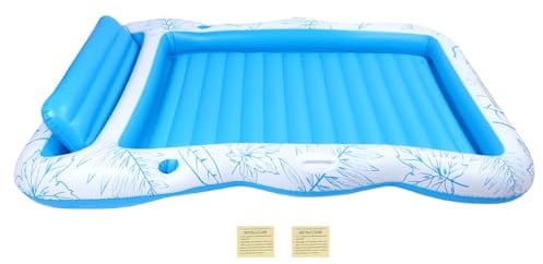 Chaise Longue Gonflable pour Piscine de Bronzage, Flotteur de Bronzage épais avec Oreiller pouvant contenir jusqu'à 2 Personnes, 81,9 X 53,9 Pouces