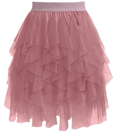 Sopesil Gonna Tulle Donna Corta Tutu Adulto Gonna Asimmetrico a Linea A Vita Elastica tutù in Tulle Adatta per Carnevale Feste e Party Taglie S-3XL