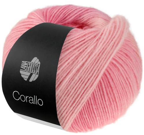 LANA GROSSA Corallo | Edle Baumwoll-Netzgarnstruktur mit Merinofasern und dezentem Farbverlauf | Handstrickgarn aus 70% Baumwolle & 30% Schurwolle | 100g Wolle, Stricken & Häkeln | 105m Garn FB 3