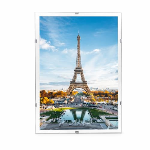 AVLL Rahmenloser Bilderrahmen, 60 x 90 cm | Transparent, Wandmontage, Modern, Hochformat