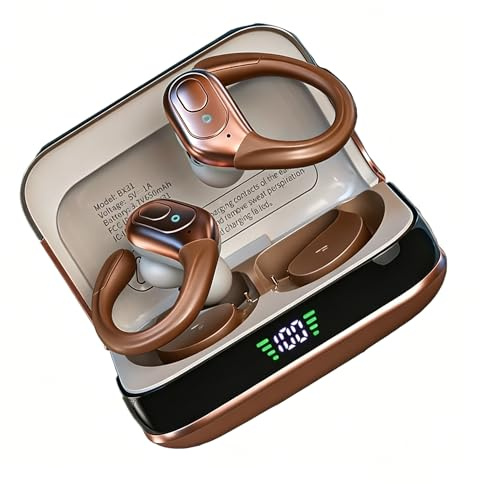 HAOYUYAN Auriculares inalámbricos Bluetooth 5.4 Over-Ear, cancelación de Ruido, Impermeables IPX7, Pantalla LED de batería, 75h de reproducción, para Deportes y Entrenamientos - Oro Rosa