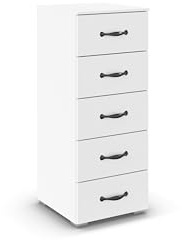 Rauch Möbel ADITIO, Kommode, Farbe Weiß, Breite 40 cm | Highboard im Landhausstil, Cottage, 5 Schubladen, Soft-Close-Funktion, für Schlafzimmer, Gästezimmer, Wohnzimmer, Flur