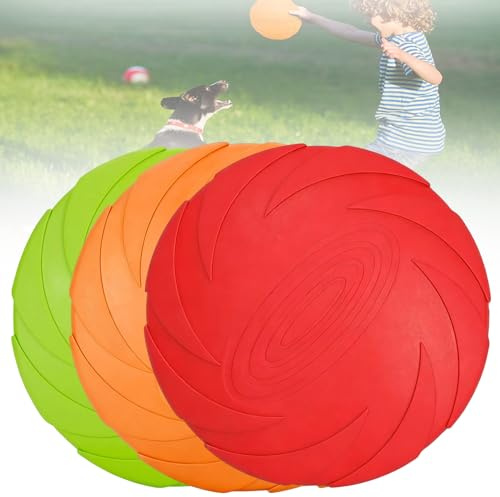 Frisbee Hund - 3 Stück 18cm Hundefrisbee aus Natürlichem Kautschuk für Land und Wasser, Hundespielzeug, Trainingsdisc, Wurfscheibe für Apportieren & Fangen im Garten, Park, Bis mittlere Hunde