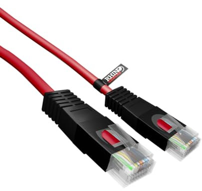 rhinocables Red Cat5e Crossover Cable – Long Ethernet Cable 5m for Network, Internet & LAN | RJ45 Patch Lead for Broadband, Router, Modem & Data Transfer