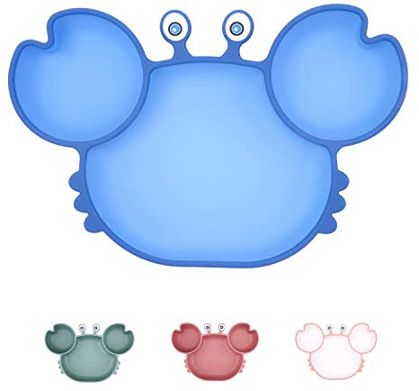 Assiette Ventouse Pour Bébé,Assiette Bebe Silicone Avec 3 Compartiments, Passe Au Lave-vaisselle Et Au Micro-ondes, S'adapte à La Plupart Des Plateaux de Chaise Haute