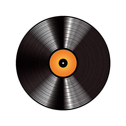Morbuy Runder Teppich Innenbereich, Bedruckte Bodenmatte Flur Teppich Polyester Wohnzimmer Fussabstreifer rutschfest und Waschbar Praktische Fußabtreter (100cm,Schallplatten)