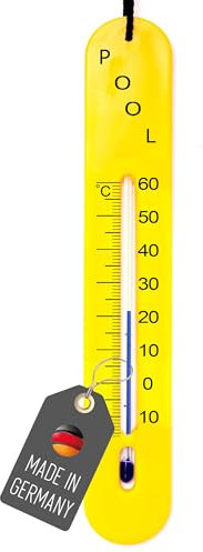 Lantelme Poolthermometer sinkend mit Schnur für Wassertemperaturmessung in der Tiefe | Temperaturanzeige -15°C bis 60°C | Analog Thermometer Gelb für Schwimmbad Teich Whirlpool Pool und Schwimmteich
