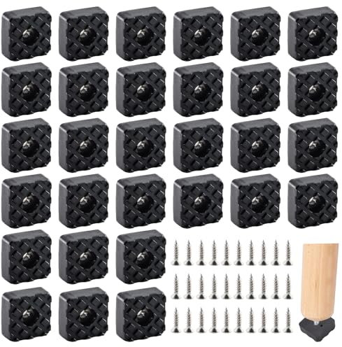 alwaiiz 30 Stück Quadratisch Gummipuffer, Gummifüße Schraubbar mit Schraube, Gummifuß Geeignet für Sofas, Stühle und Tische(22x22x9mm)