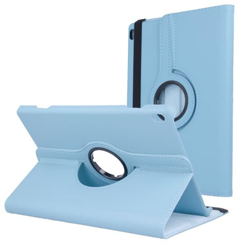 REY Funda Rotatoria 360° Polipiel para Lenovo M10 10,1 (TB-X605), Carcasa Protector, Azul Claro