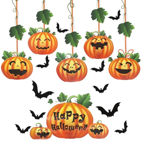 Dmnnlp Halloween - Adesivo decorativo con zucca, per Halloween, decorazione di finestre, autoadesivo, per casa, finestre, vetro