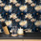 Livelynine Navy Wallpaper Floral Stick on Wallpaper Flowers for Bedroom Adults Living Room Wall Paper 44.5CMx7M Sticky Back Plastic Roll Patterned Pink and Gold Floral Contact Paper Self Adhesive Dark