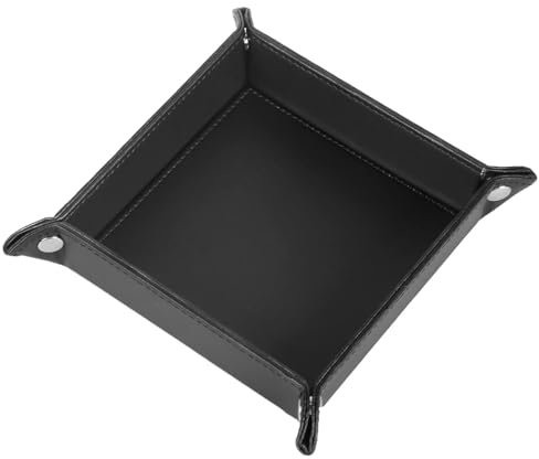 Luabue Bandeja de Cuero para Llaves Bandeja de Perfume de Cuero Bandeja De Joyas De Cosméticos Organizador para Mando a Distancia Carteras Relojes Monedas (Negro)