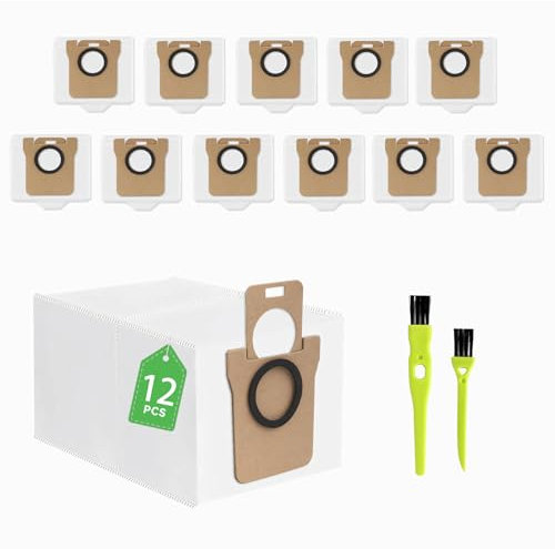 12 piezas Bolsas de Polvo para Dreame L10s Ultra, L20 Ultra, Xiaomi X10+, X40 Ultra Robot Aspirador,Bolsas de Repuesto Aspiradoras para Aspiradora de Gran Capacidad