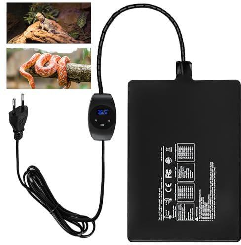 Reptil Heizmatte, 23W Terrarium Heizmatte mit Thermostat Wasserdichtes sicheres einstellbares Tank Warmer Mat Pad für Reptilien Eidechse Gecko Schlangen Schildkröte Spinne von Wärmematte (20X30cm)