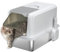 PawHut Stainless Steel Cat Litter Box, Extra Large Metal Cat Litter Tray with Lid, Scoop, Filter Bags, White