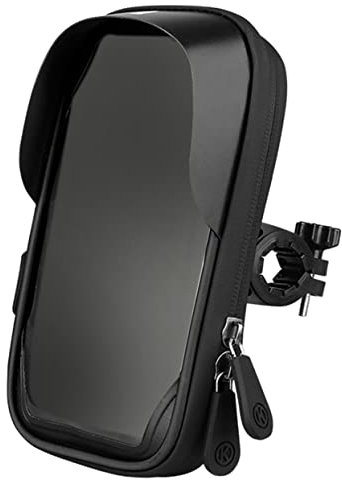 HONMEET Fahrrad Handytasche 360° Drehbar Schwarz aus Leder und Tpu Stoßfest für Navigation Beim Radfahren