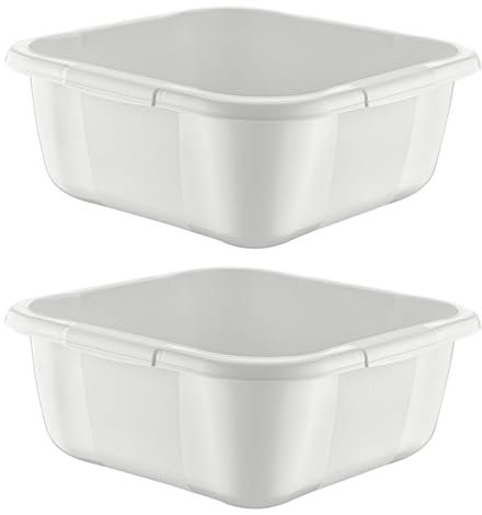 Best House | Plastic Washing up Bowl Basin | 15 Litres | Square | Nordic Grey | 2 PCS | Multipurpose Bath Tub/Washing Tub for Kitchen, Bathroom, and Household Use (Pack of 2)