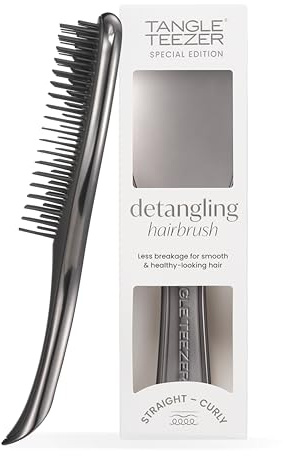 Tangle Teezer Ultimate Detangler Haarbürste – Nasses & Trockenes Haar – Entwirrungsbürste für Alle Haartypen – Zweistufige Borsten Reduzieren Haarbruch & Knoten – Mitternachtssilber mit Chrom-Finish