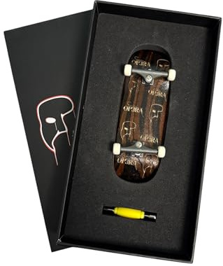 LEEFAI Pro Fingerboard Complete, Maple Wood Deck with Op3ra V1 Metal Trucks, 34x96 mm, Grey, Red, Urethane Wheels, Pre-assembled with Tools, Stickers, Grip Tape (Small Logo)