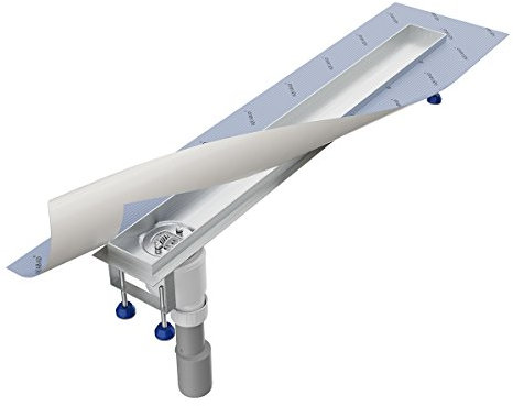 Grundkörper-SET für Duschrinne 60 cm AQUABAD® SDS Pro aus Edelstahl inkl. Haarsieb/Ablauf senkrecht - Abgang seitlich (Ohne Abdeckung - separat erhältlich)