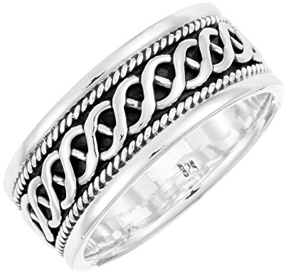 Silverly Keltischer Knotenring | 925 Sterling Silber Damen Herren Eheringe für Sie und Ihn | Eleganter Keltischer Verlobungsring mit Breitem Band